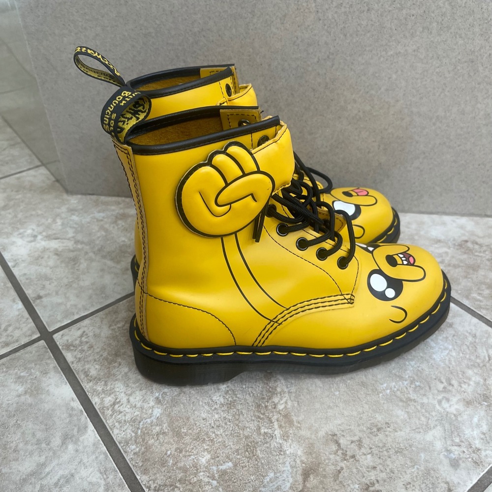 Dr Martens Adventure Time Jake the Dog Yellow Leather Combat Boots Womens 7 men6 - Picture 4 of 15